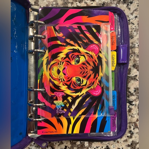 RARE Vintage Lisa Frank Tiger Mini Zip Planner, Mirror + Notepad - Picture 2 of 10